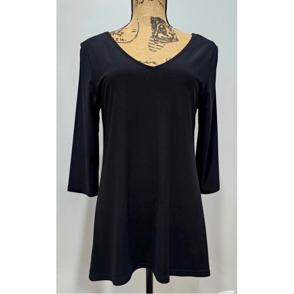 Joseph Ribkoff Tunic Top V Neck 3/4 Sleeve Black, Classy Womens US Sz 10